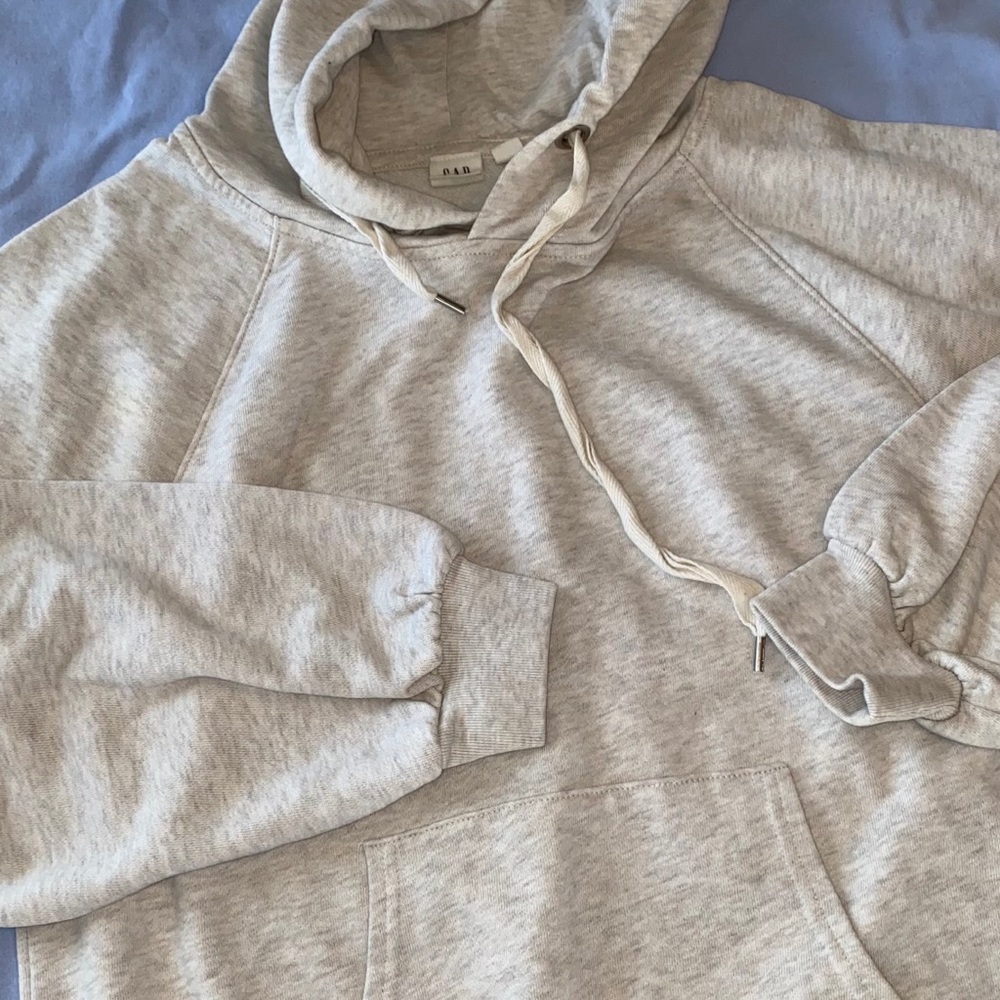 GAP Gray/White Hooded Sweatshirt